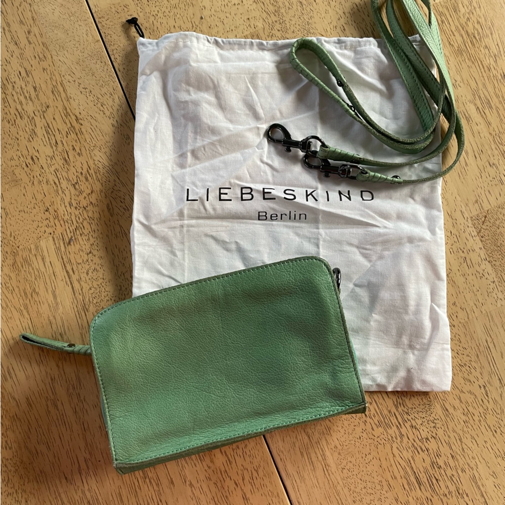 LIEBESKIND Genuine Leather / Suede Crissy Clutch Bag Crossbody, Mint